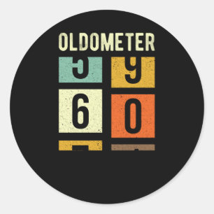 Sticker Rond Oldometer 60e anniversaire cadeau