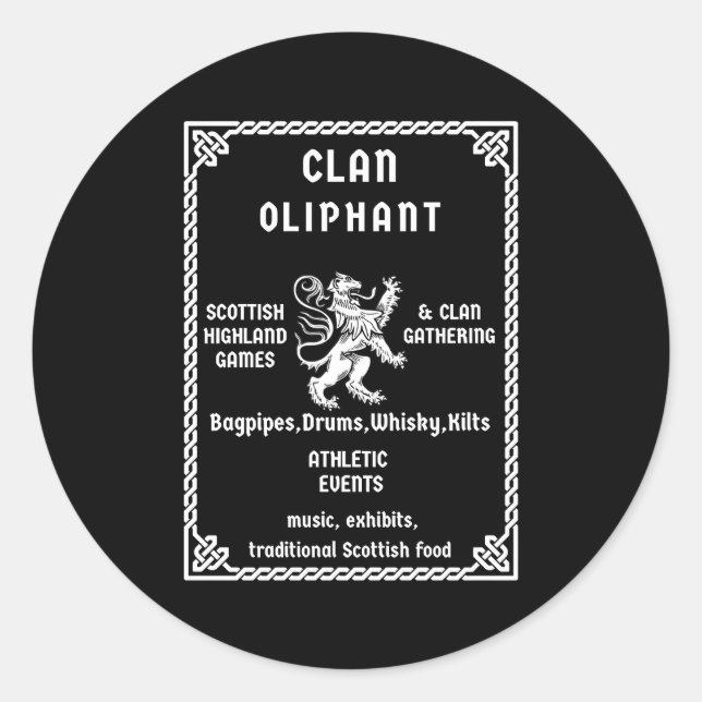 Sticker Rond Oliphant Scottish Clan Descendant (Devant)