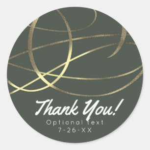Sticker Rond Olive Army Green & Gold Faux Foil Foil Custom Favo