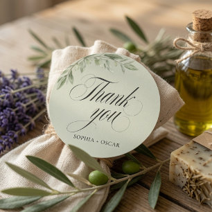 Sticker Rond Olive Branch Mariage Remerciements