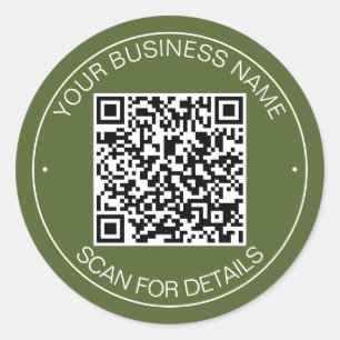 Sticker Rond Olive Green QR Code Smart Contact