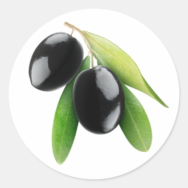 Sticker Rond Olives noires sur une branche (Devant)