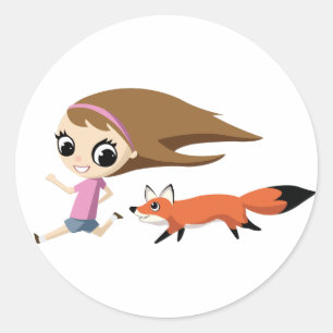Sticker Rond Olivia et caillent le Fox