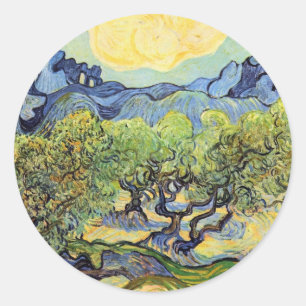 Sticker Rond Oliviers aux Alpilles par Vincent van Gogh