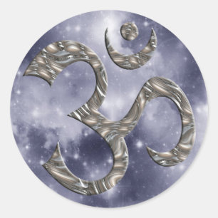 Sticker Rond OM/AUM - ciel de l'ARGENT  