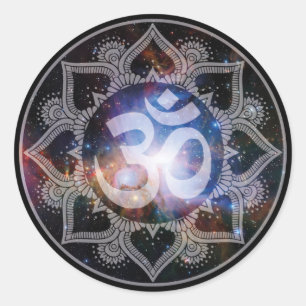 Sticker Rond Om Mandala cosmique