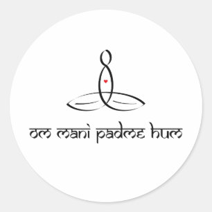 Sticker Rond Om Mani Padme Hum - Style sanskrit noir