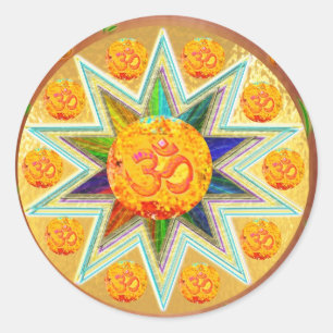Sticker Rond OM Mantra : CHANTEZ FORT GAYATRI, dans le cœur SAV