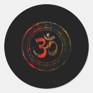 Sticker Rond Om Ohm Aum Buddhism Symbol Yoga Sanskrit 