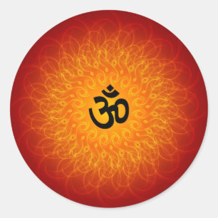 Sticker Rond Om Spirituel Sur Mandala