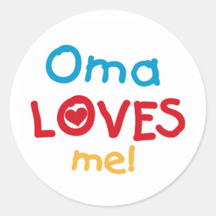 Sticker Rond Oma aime mes t-shirts et cadeaux