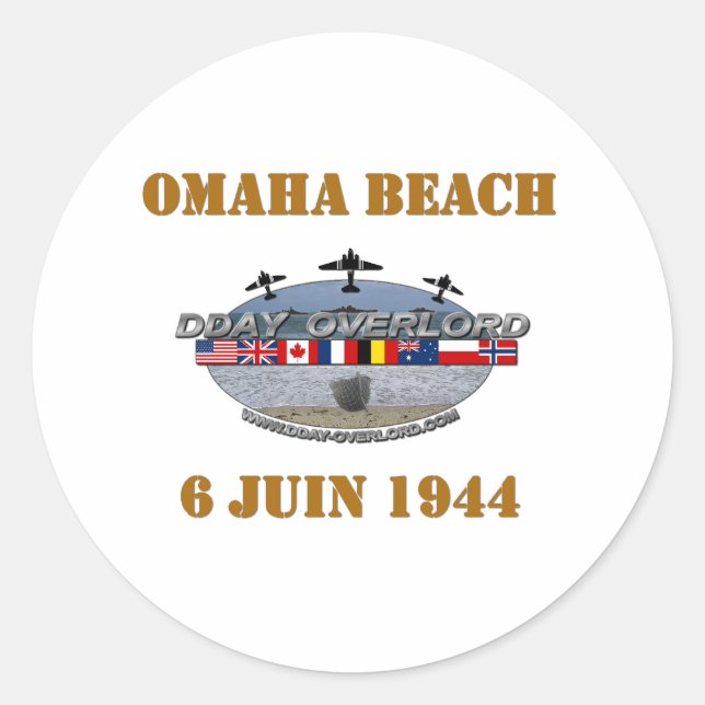 Sticker Rond Omaha Beach 1944 (Devant)