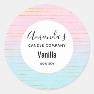 Sticker Rond Ombre bleu rose avec bougie Gold Lines Business