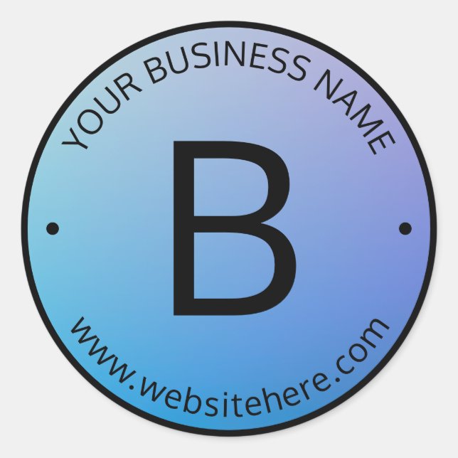 Sticker Rond Ombre de fond bleu et violet avec texte modifiable (Devant)