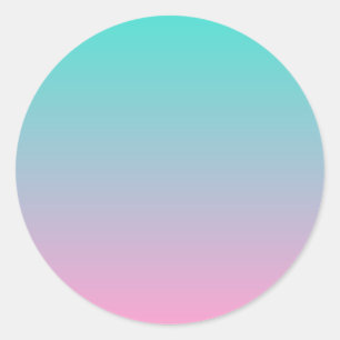 Sticker Rond Ombre turquoise et rose