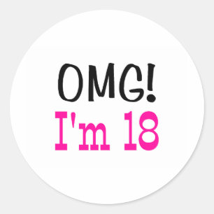 Sticker Rond OMG J'ai 18 ans (rose)