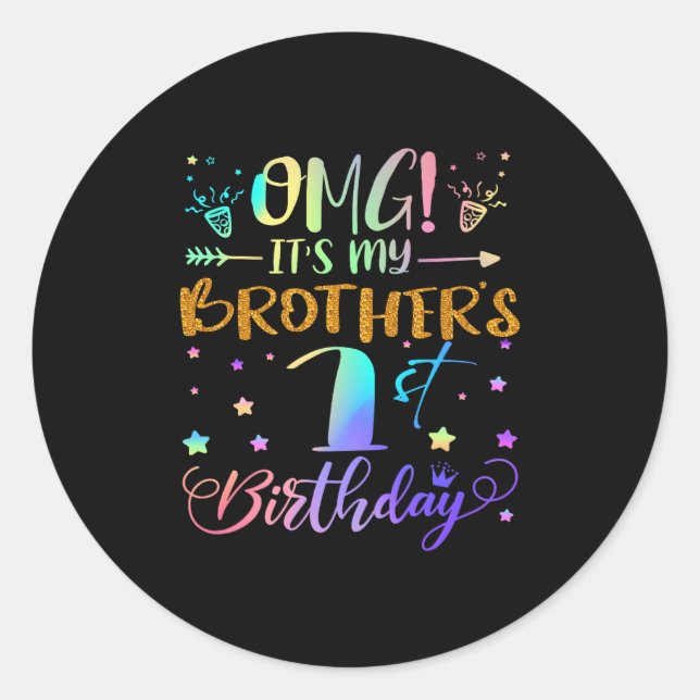 Sticker Rond Omg Ses Frères 1er Anniversaire Doux 1 Ans (Devant)