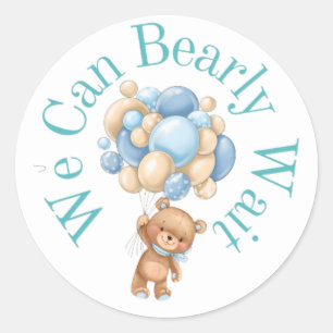 Sticker Rond On peut attendre Boy Baby shower