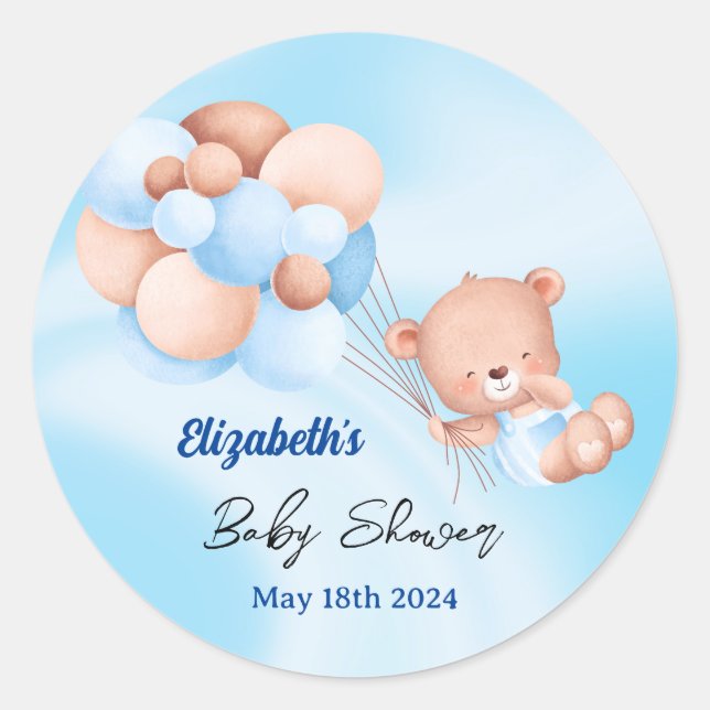 Sticker Rond On Peut Attendre De Beau Beige Baby shower Garçon (Devant)