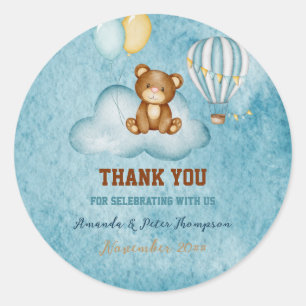 Sticker Rond On Peut Attendre Le Baby shower À Ballons À Air Ch