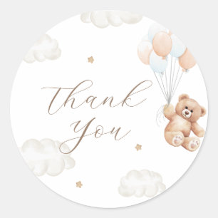 Sticker Rond On peut attendre le Baby shower Garçon bleu