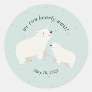 Sticker Rond On peut attendre le baby shower Plaque papier