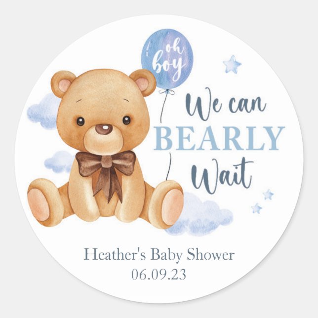 Sticker Rond On Peut Attendre Rapidement Baby shower Favoriser  (Devant)