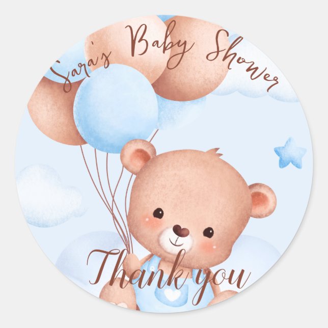 Sticker Rond On peut attendre un garçon Baby shower Favoriser (Devant)