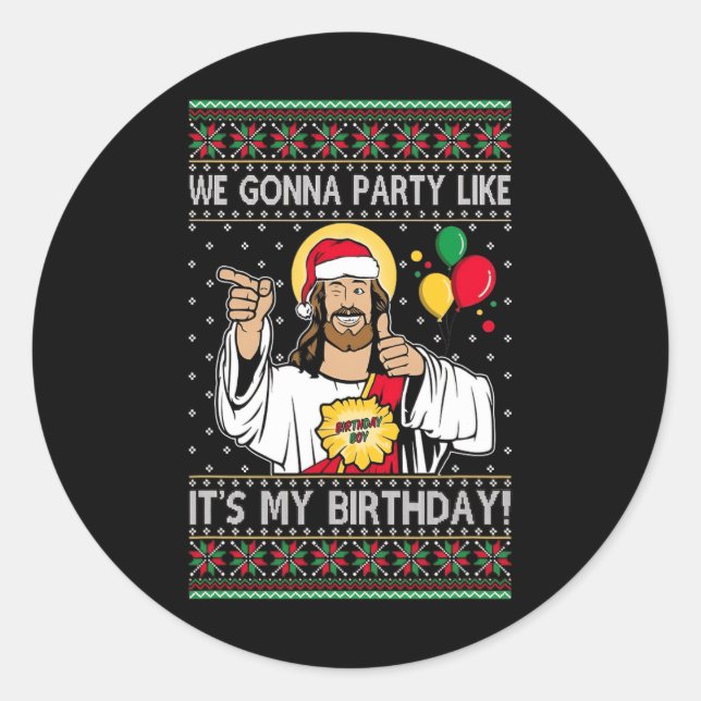 Sticker Rond On va faire la fête comme c'est mon anniversaire J (Devant)