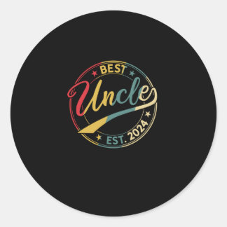 Sticker Rond Oncle Est 2024 Oncle depuis 2024 Retro Uncle 2024