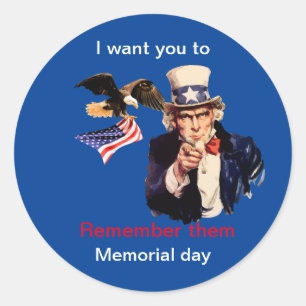 Sticker Rond Oncle Sam cite rappelez-vous d'eux, Memorial Day 2
