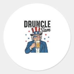 Sticker Rond Oncle Sam drôle de conception vectorielle de bière