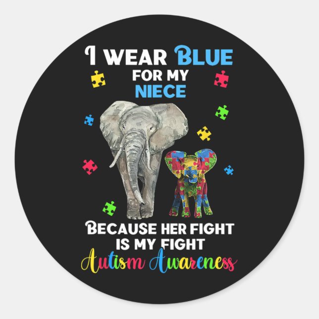 Sticker Rond Oncle Tante Sensibilisation sur l'autisme (Devant)