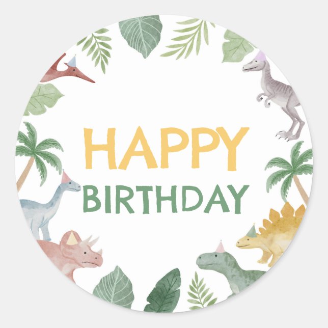 Sticker Rond One A Saurus Dinosaur Boy Square (Devant)