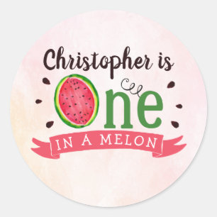 Sticker Rond One In A Melon 1er Anniversaire