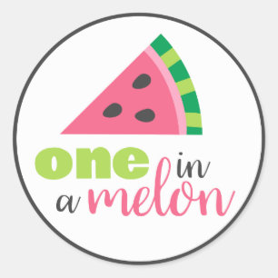 Sticker Rond One in a Melon Watermelon 1er Anniversaire Fête Fa