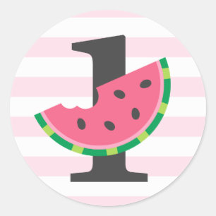 Sticker Rond One in a Melon Watermelon 1er Anniversaire Fête Fa