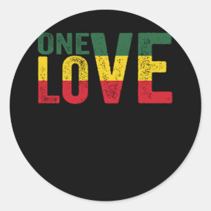 Sticker Rond One Love Jamaican Rasta Reggae