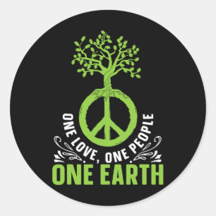 Sticker Rond One Love One People One Earth Journée Internationa