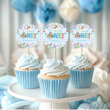  One Photo First Birthday  Cupcake Topper