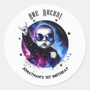 Sticker Rond One Rocks ! Invitation personnalisée pour un anniv