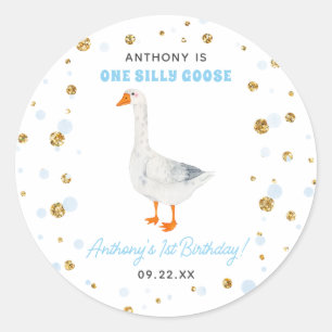 Sticker Rond One Silly Goose Boys 1ère fête d'anniversaire