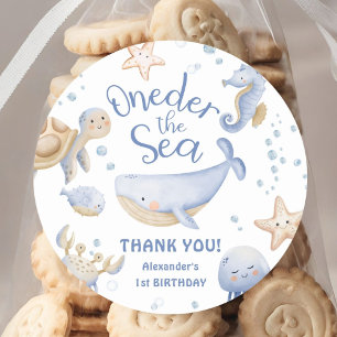 Sticker Rond ONEder The Sea ! Boy Cute Ocean 1er anniversaire