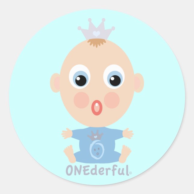 Sticker Rond ONEderful BABY Face - bleu (Devant)
