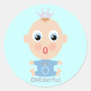 Sticker Rond ONEderful BABY Face - bleu