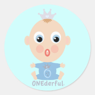 Sticker Rond ONEderful BABY Face - bleu