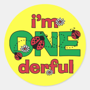 Sticker Rond ONEderful Ladybug 1er anniversaire