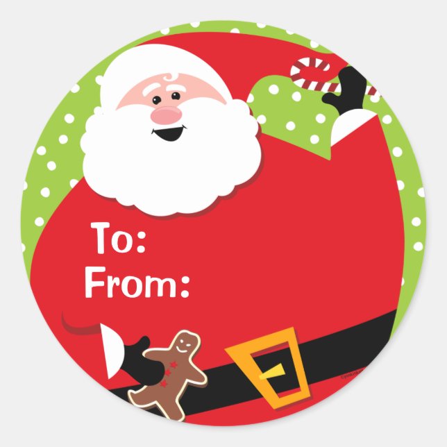 Sticker Rond Onglet Cadeau personnalisé Père Noël ronde (Devant)