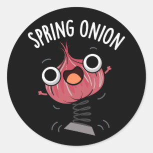 Sticker Rond Onion de printemps amusant Veggie Pun Dark BG