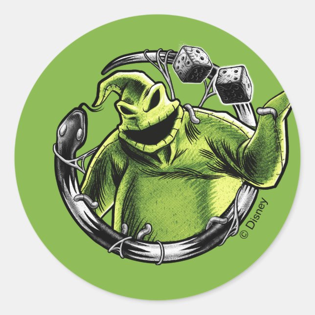 Sticker Rond Oogie Boogie | Serpent et dés (Devant)